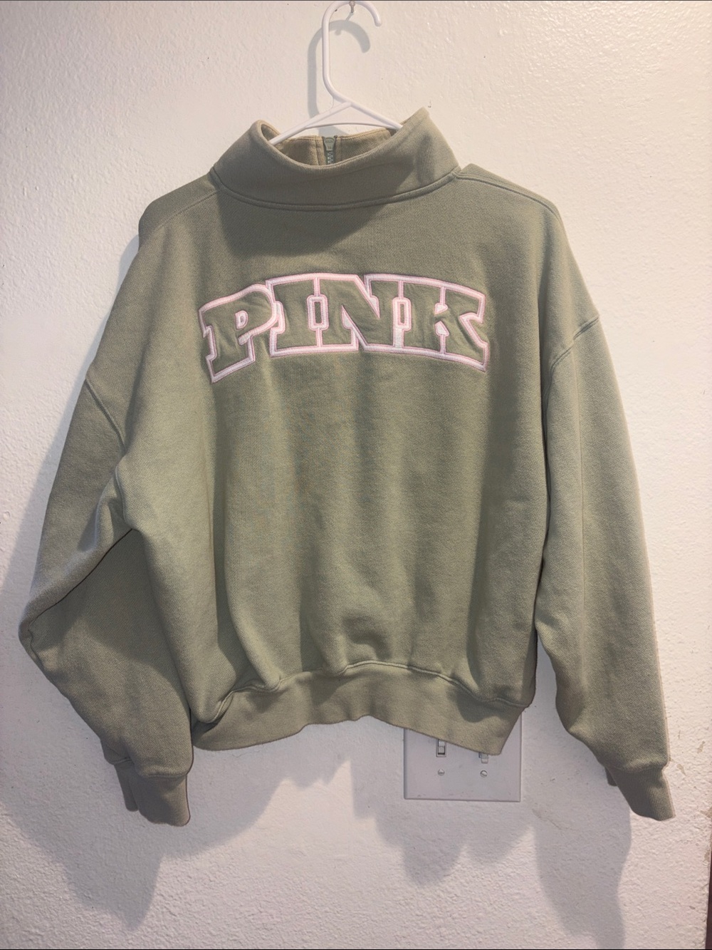 PINK Victoria's Secret Light Sage Green Half-Zip Pullover - Picture 5 of 5